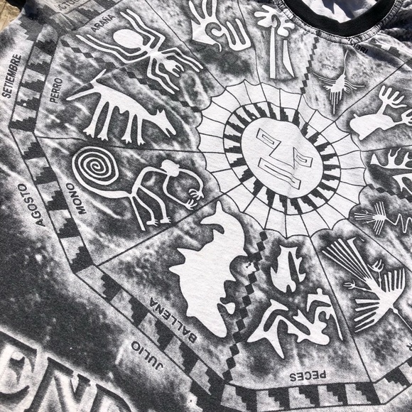 Vintage Nazca Lines Calendario Nazca Peru Allover Print Tee Shirt Size Large - Picture 4 of 7